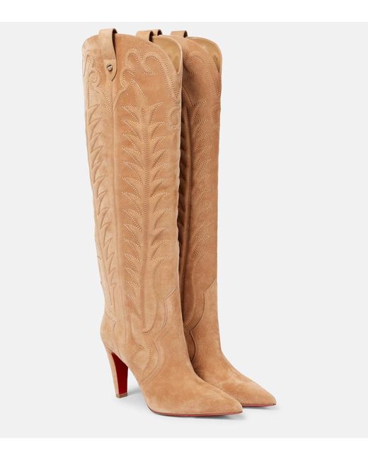 Christian Louboutin Brown Stiefel Santia Botta 85 Aus Veloursleder