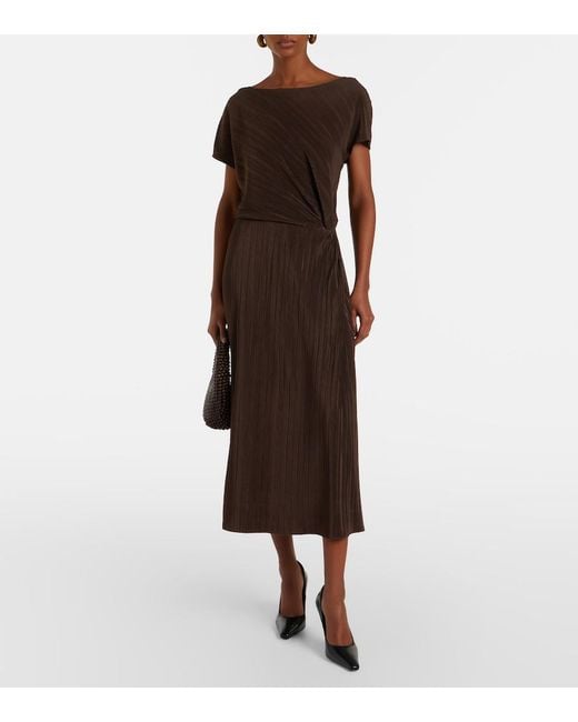 Vince Brown Pleated Midi Dress