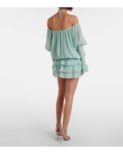 Blumarine Blue Minikleid Aus Seidenchiffon
