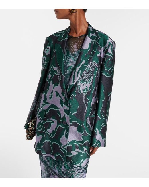 Dries Van Noten Green Printed Blazer