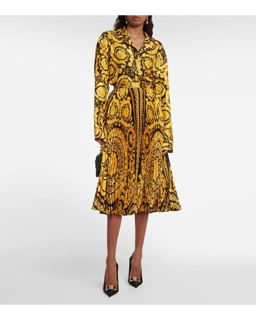 Versace Yellow Printed Silk Shirt