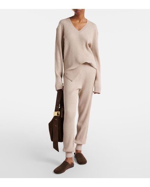 Jardin Des Orangers Natural Ribbed-Knit Cotton And Cashmere Sweatpants