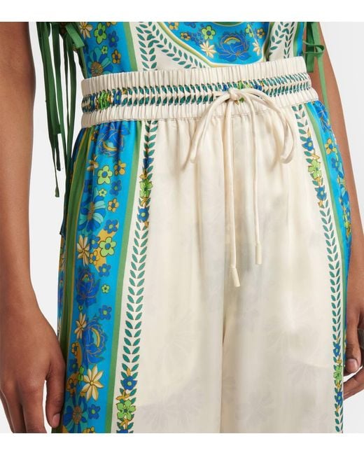 ALÉMAIS Blue Vivianna Printed High-Rise Wide-Leg Pants