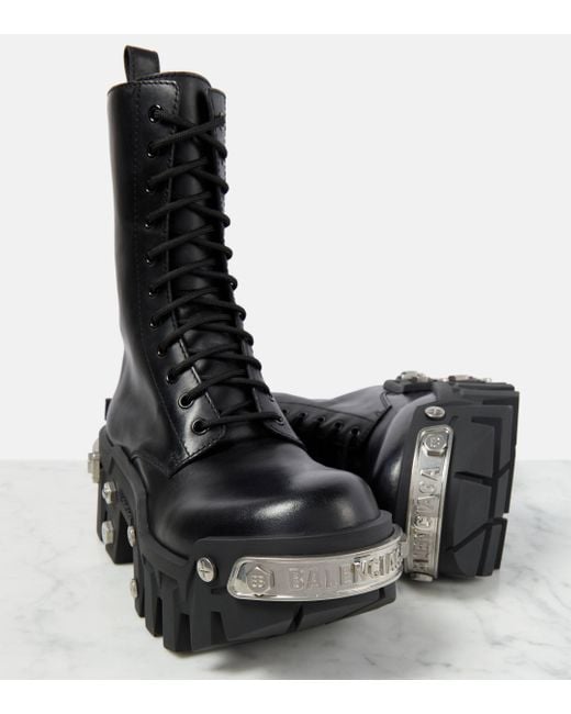 Balenciaga Black Bulldozer Platform Lace-up Boots