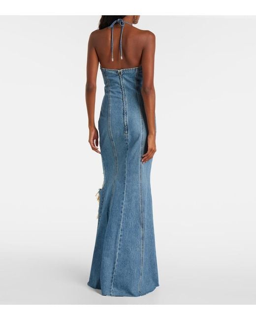 Blumarine Blue Denim Maxi Dress