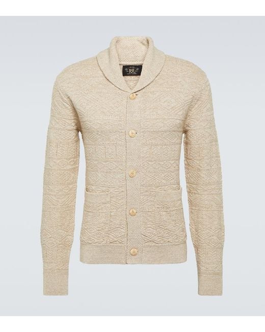 RRL Natural Cotton And Linen Cardigan for men