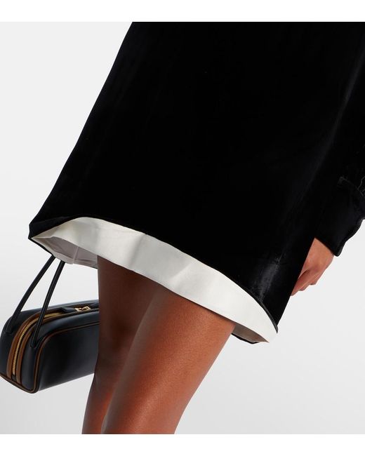 Prada Black Asymmetric Velvet Minidress