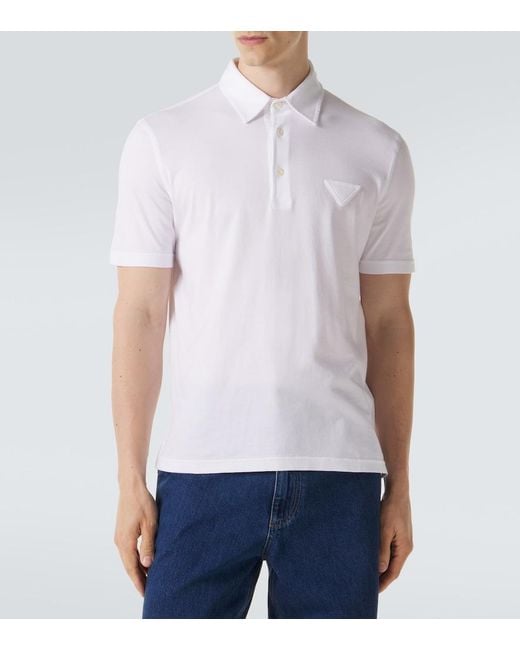 Prada White Cotton Polo Shirt for men