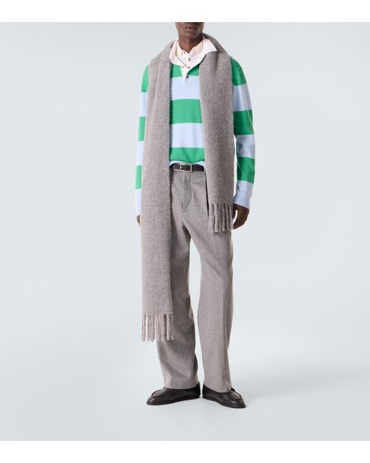 Allude Green Striped Wool And Cashmere Polo Sweater for men