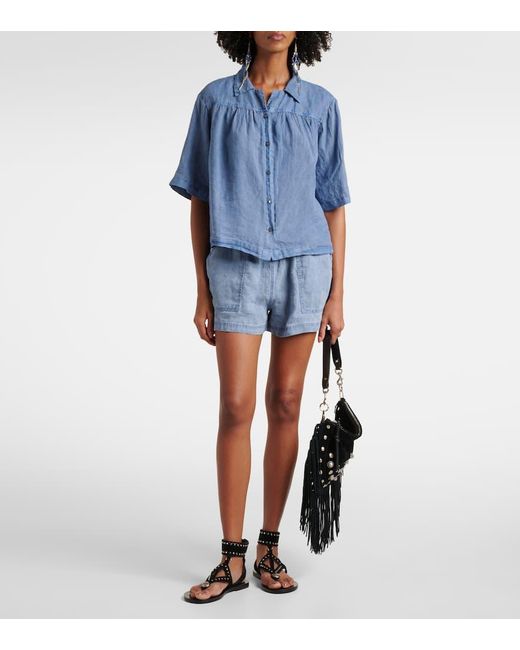 Velvet Blue Shorts Sutton Aus Leinen