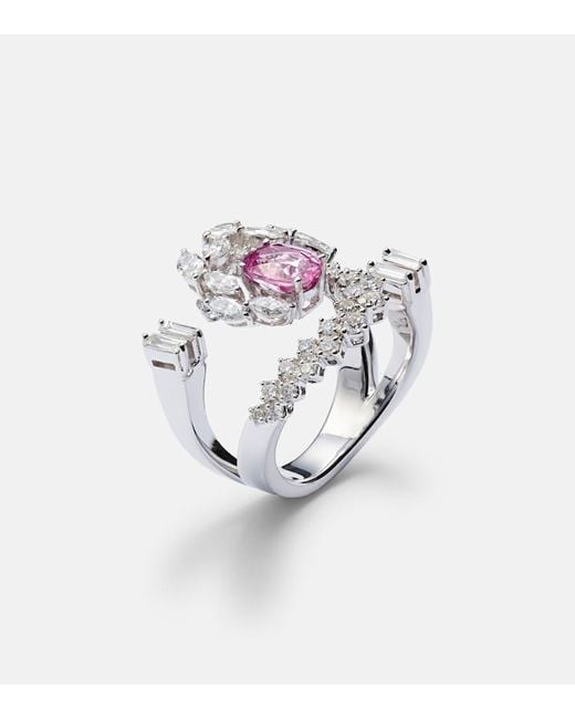 YEPREM White Reign Supreme 18Kt Ring With Diamonds And Sapphire