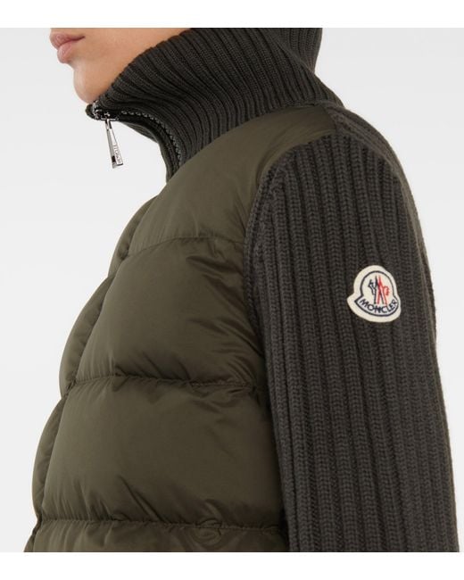 Moncler quilted down & knit best sale cardigan