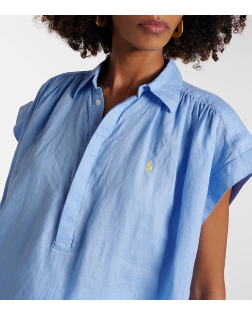 Polo Ralph Lauren Blue Linen Polo Shirt
