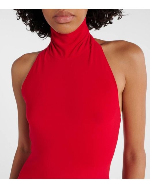 Abito Lungo Con Scollo All'Americana di Norma Kamali in Red