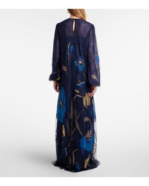 Costarellos Blue Embr Kaftan