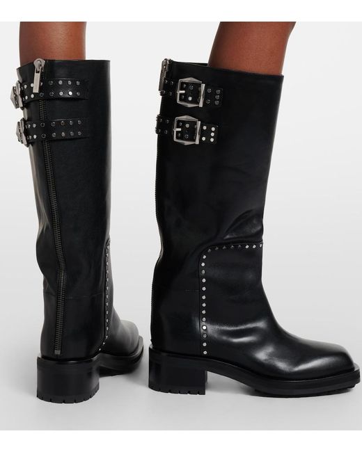 Jimmy Choo Black Brooklyn Leather Biker Boots