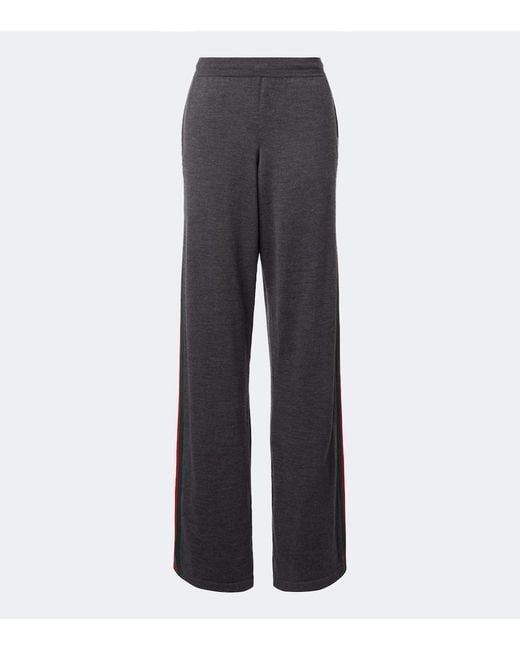 Gucci Gray Wool-Blend Wide-Leg Pants