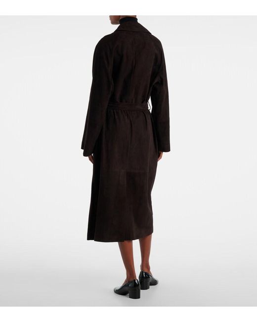 The Row Black Solana Suede Wrap Coat