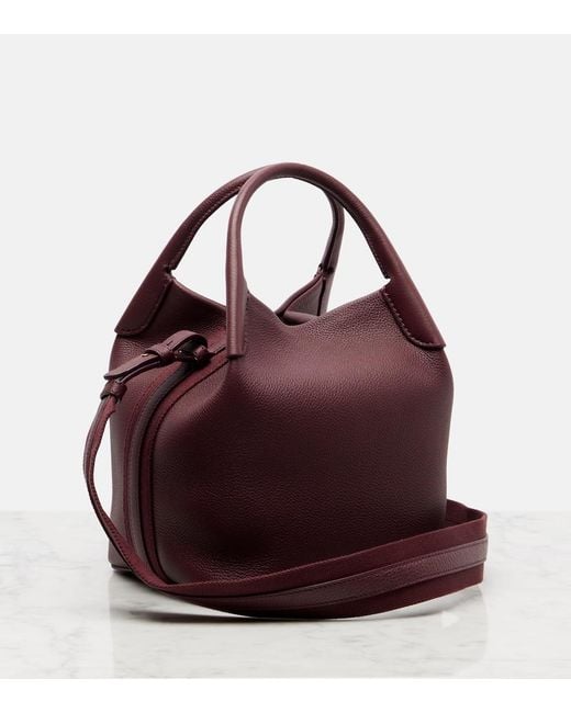 Loro Piana Red Bale Small Leather Bucket Bag