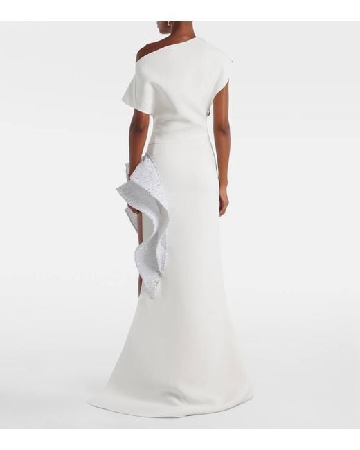 Maticevski White Wishing Ruffled Asymmetric Gown