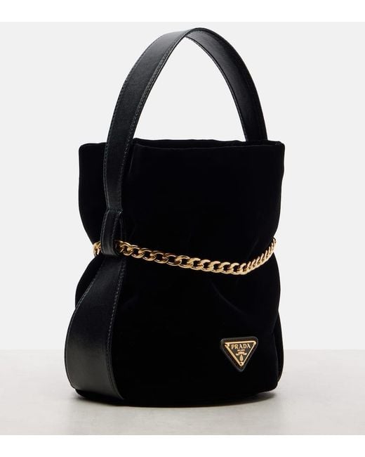 Prada Black Petit Sac Noir Velvet Bucket Bag