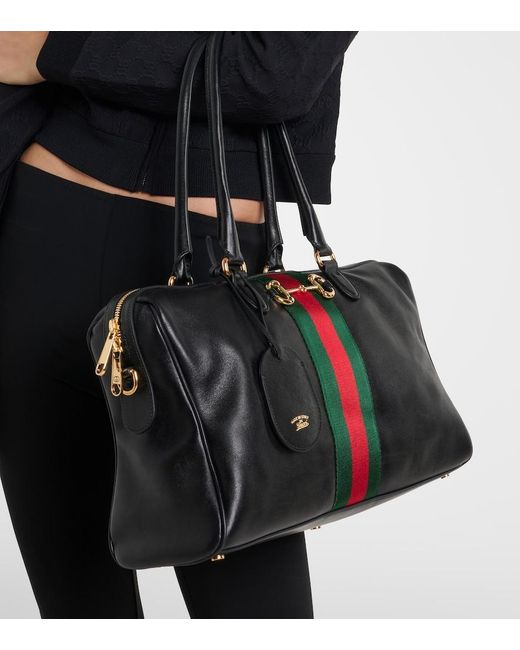 Gucci Black Borsetto Large Leather Bowling Bag