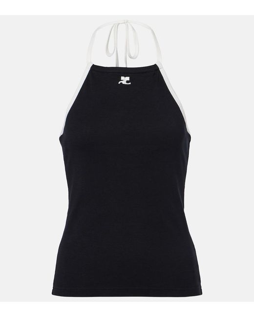Top De Algodon Con Logo Courreges de color Black