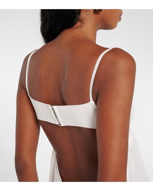 Jacquemus White Maxikleid Peplo Aus Jersey Und Musselin