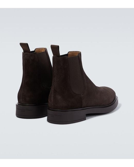 Gianvito Rossi Black Douglas Suede Chelsea Boots for men