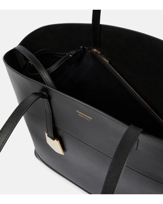 Ferragamo Black Charming Medium Leather Tote Bag