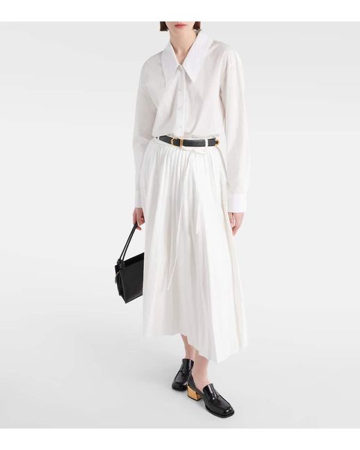 Joseph White Plisse Linen And Cotton-blend Midi Skirt