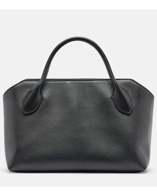 The Row Black Terrasse Medium Leather Top-Handle Bag