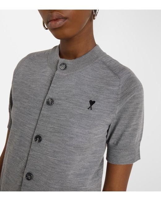 AMI Gray Wool Cardigan