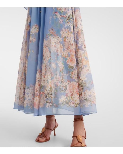 Zimmermann Blue Tiered Cascadian Maxi Dress