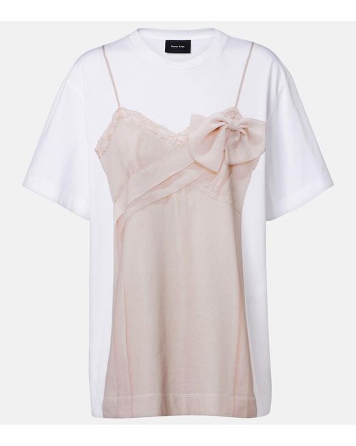 Simone Rocha White Trompe L'Oil Cotton Jersey T-Shirt