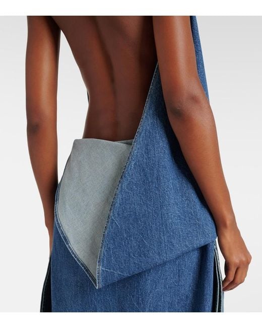 Alaïa Blue Caped Denim Top