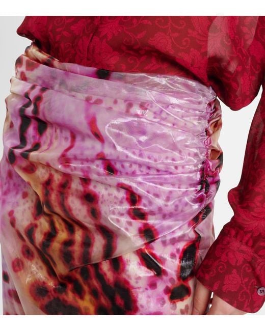 Jupe Midi Sami Imprimee Dries Van Noten en coloris Red