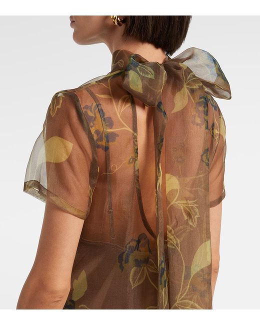 Staud Natural Calluna Floral Organza Maxi Dress