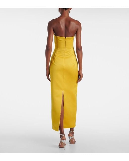 LEO LIN Yellow Rayna Floral-Applique Bustier Dress