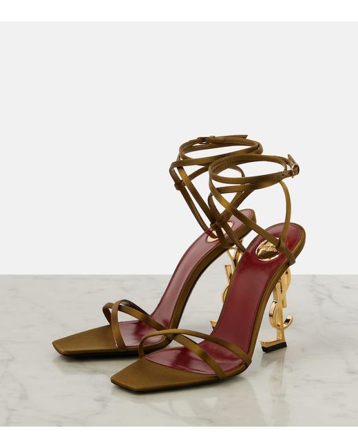Saint Laurent Brown Opyum 110 Satin Crepe Sandals