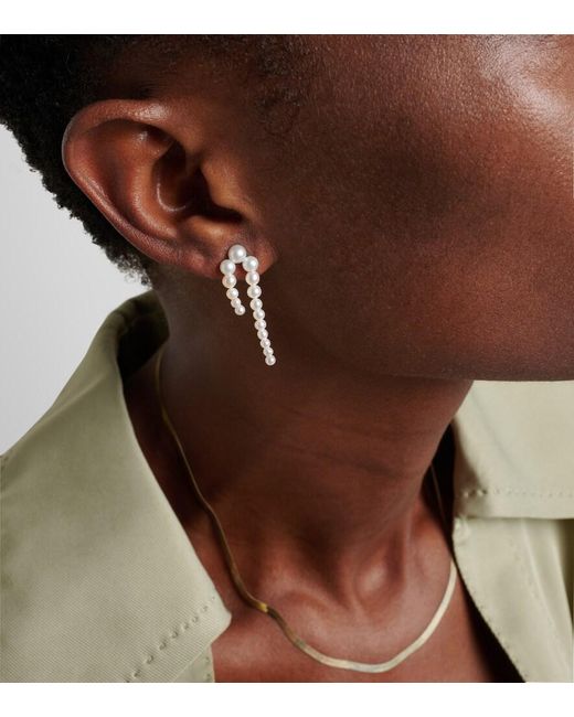 Sophie Bille Brahe White Petite Perle Nuit 14Kt And Pearl Earrings