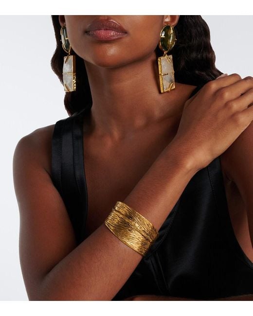 Saint Laurent Metallic Willow Leaf Cuff Bracelet