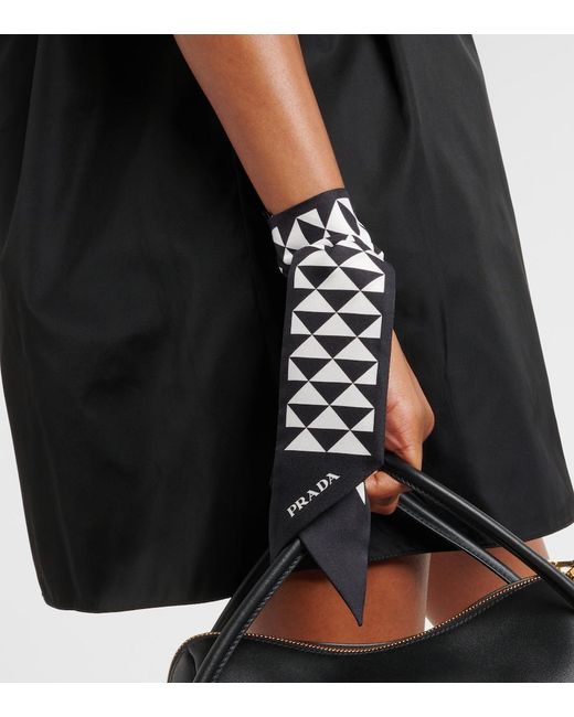 Prada White Printed Silk Twill Scarf