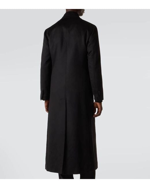 Saman Amel Black Wool And Cashmere Overcoat for men