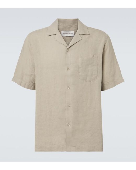 Frescobol Carioca Natural Angelo Linen Bowling Shirt for men