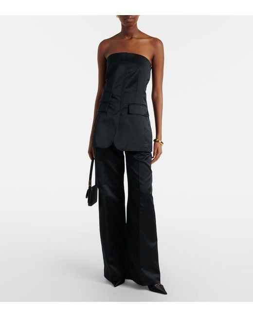 Frankie Shop Blue Brickell Satin Wide-Leg Pants