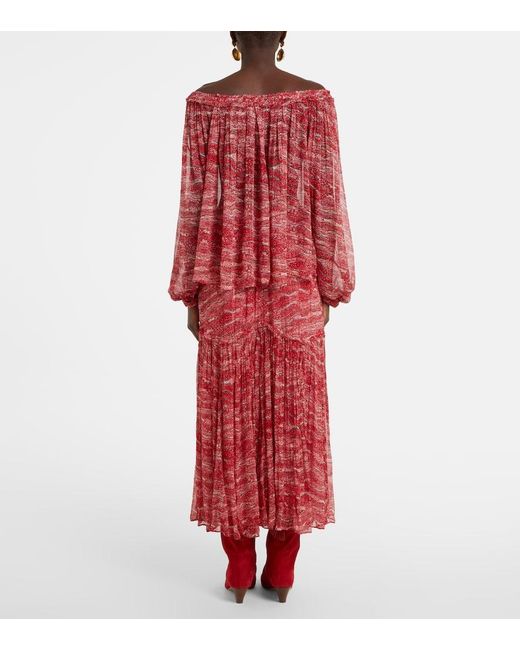 Isabel Marant Red Vutti Chiffon Top