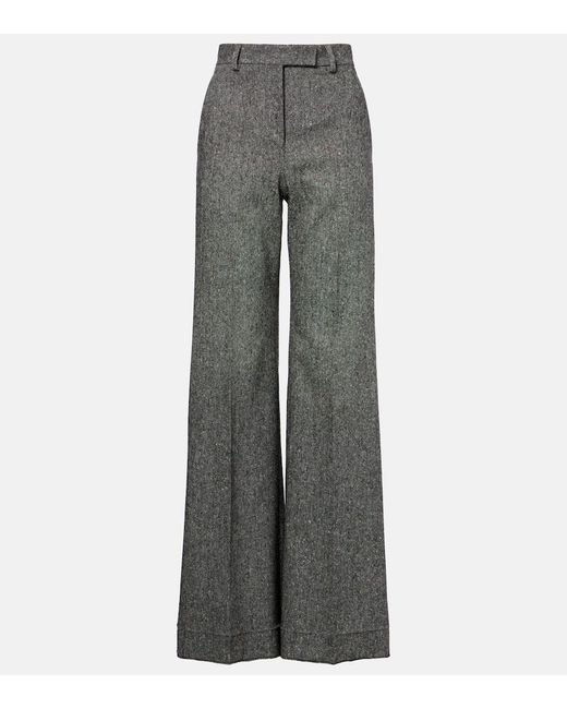 Pantalones Anchos En Mezcla De Lana De Tiro Alto Valentino de color Gray