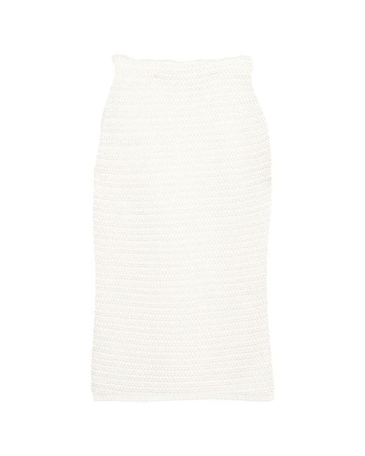 Dorothee Schumacher White Modern Textures Crochet Pencil Skirt