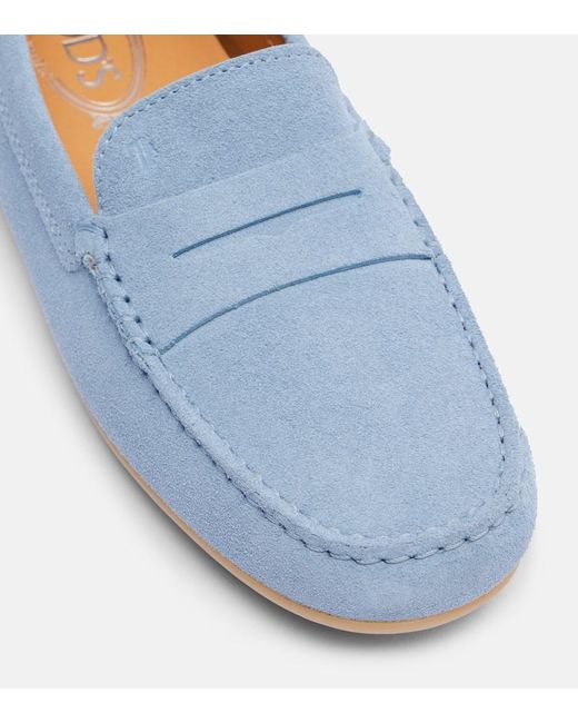 Tod's Blue Mokassins Gommino Aus Veloursleder